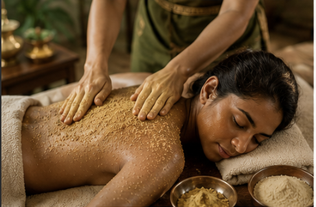 Udvartan herbal powder scrub therapy